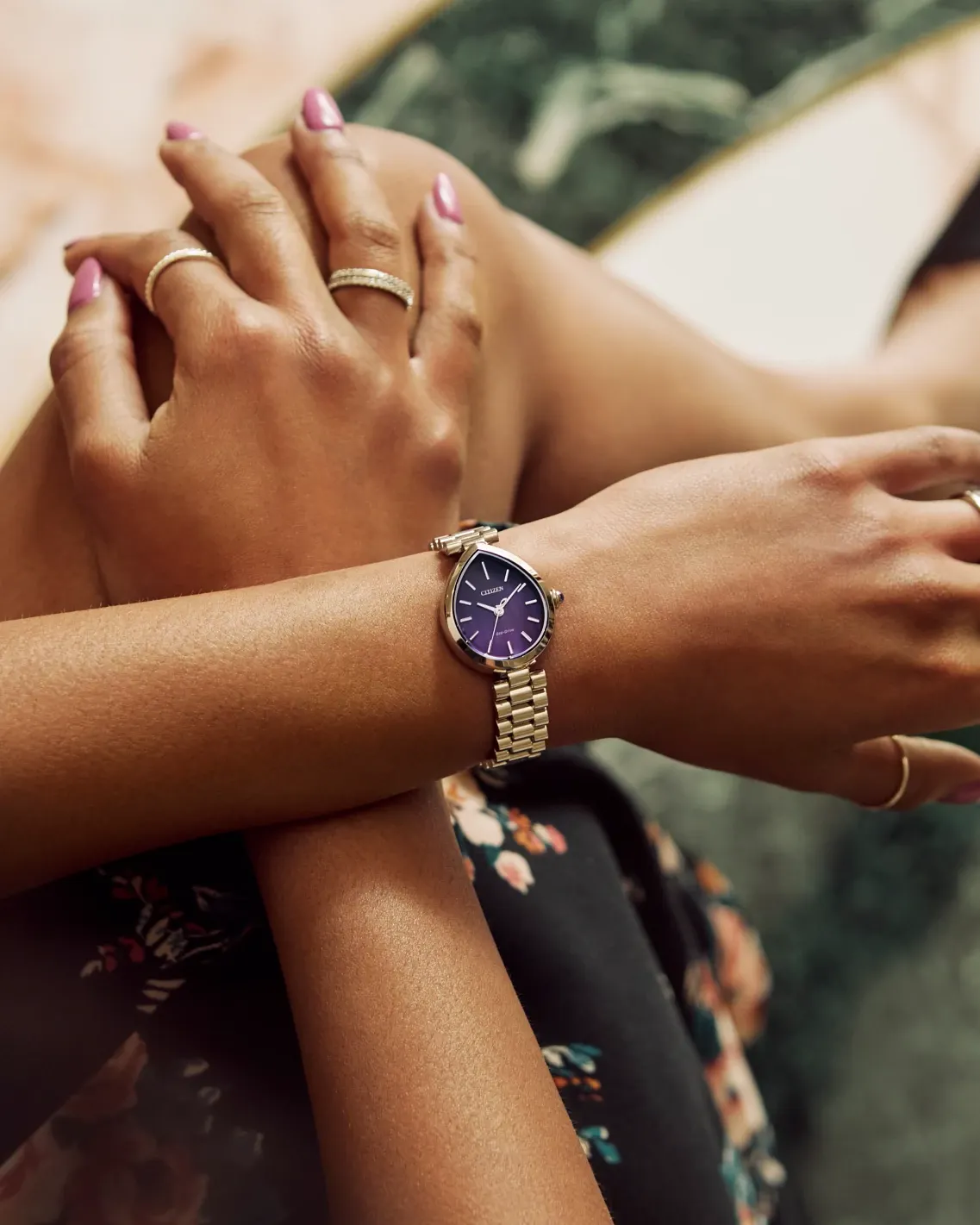 Citizen L Rainell Purple Dial Stainless Steel Bracelet EM1200-55X